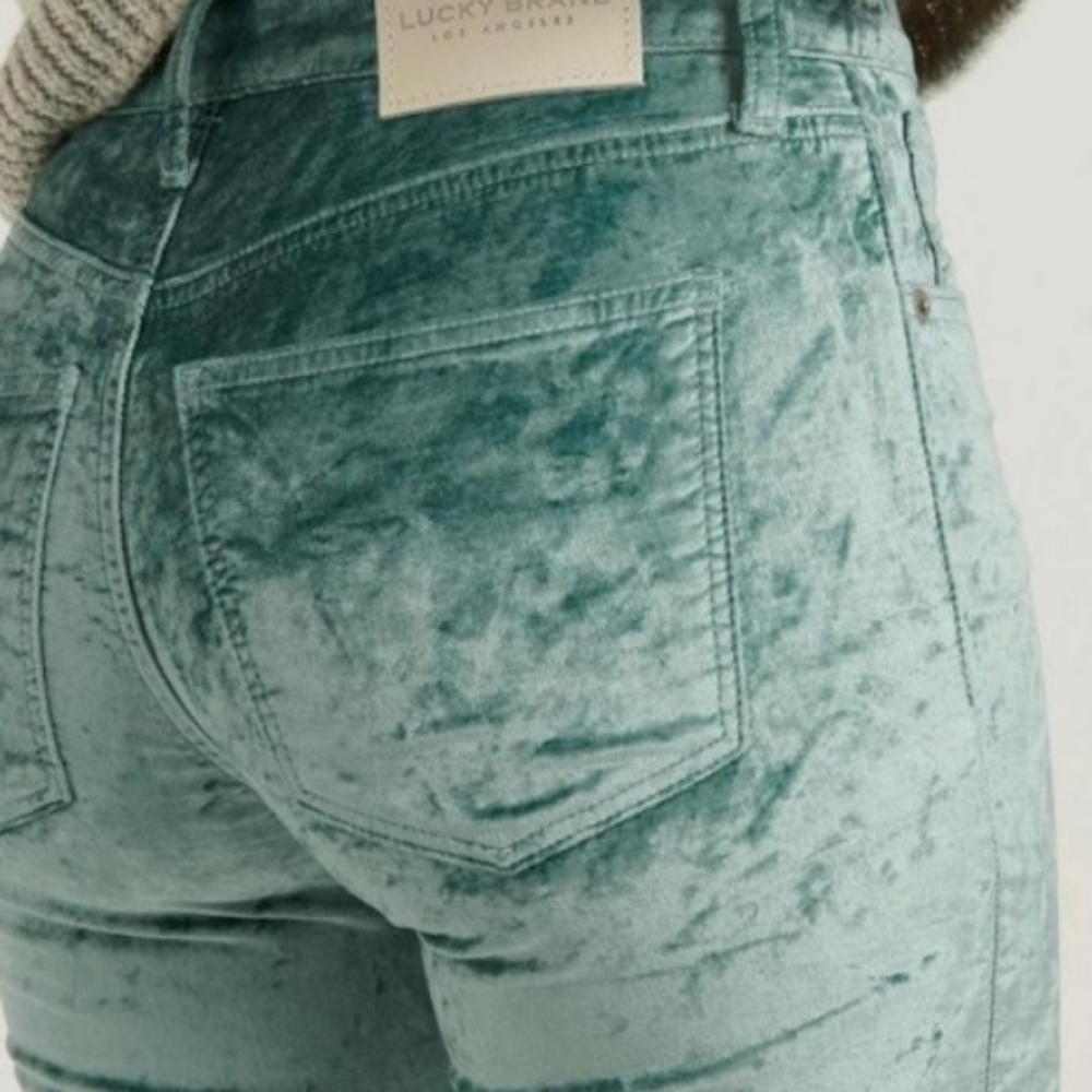 Lucky Seafoam Green Ava Skinny Velvet Crop Ankle Jeans - Picture 4 of 11